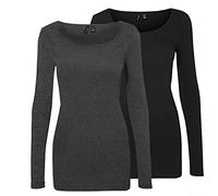 VERO MODA Vmmaxi My LS Soft Long U-Cuello Ga 2 Paquetes Manga Larga Mujer (Pack de 2)
