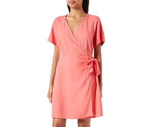 VERO MODA Vmmymilo SS Wide Wrap Short Dress Wvn Ga Vestido Envolvente, Rosa salmón (Georgia Peach), M para Mujer