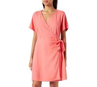 VERO MODA Vmmymilo SS Wide Wrap-Vestido Corto Wvn Ga Cruzado, Rosa salmón (Georgia Peach), XS para Mujer