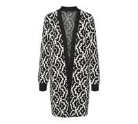 VERO MODA Vmnancy LS Open Cardigan Boo Suéter, Negro/Detalles: con Estampado de Flores de Abedul, M para Mujer