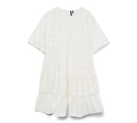 VERO MODA Vmnatali WVN Ga - Vestido Corto 2/4 para Mujer, Blanco Nieve., L