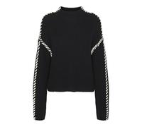 Vero Moda VMNEWCREAM LS Funnelneck Pullover Boo, Suéter Tejido Mujer, Black/Detail:W. Birch,