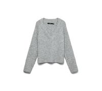 VERO MODA Vmnovah Rib LS V-Neck Pullover Noos Jersey, Color Gris, M para Mujer
