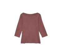 Vero Moda VMPANDA - Camiseta elástica para Mujer, Manga 3/4, Cuello Redondo, Corte Regular, Manga Larga, marrón, S