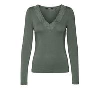 Vero Moda Vmrosa LS V-Neck Lace Top Ga JRS Noos Camiseta de Manga Larga, Laurel Wreath, M