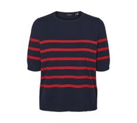 VERO MODA VMSABA GA Noos - Jersey de Cuello Redondo Liso SS, Blazer/Stripes:w. Fiery Red, S