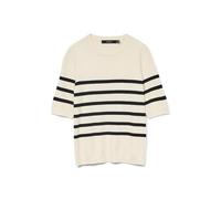 VERO MODA Vmsaba Llano SS O-Neck Jersey Ga Noos Suéter, Abeduro/Rayas: Negro, M para Mujer