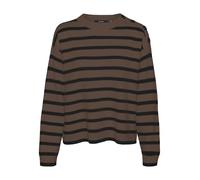 VERO MODA Vmsaba LS O-Neck Button Jersey Ga Noos Jersey de Punto, Pinecone/Rayas: Negro, L