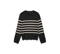 VERO MODA Vmsaba Plain LS O-Neck Jersey Ga Noos de Punto, Negro/Rayas: Abedul, M