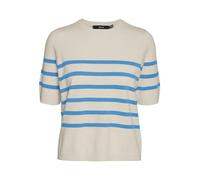 VERO MODA Vmsaba Plain SS O-Neck Pullover Ga Noos Suéter pulóver, Abeduro/Rayas: w. Azul, S para Mujer