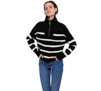 VERO MODA Vmsaba Stripe LS-Camiseta de Manga Larga con Cuello Alto L/S, Negro/Rayas: Abedul, L para Mujer
