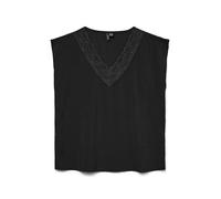 VERO MODA Vmsafa SL V-Neck Lace Top WVN Ga Noos, Negro, L