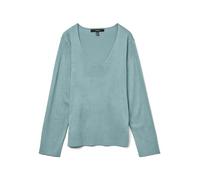 Suéter de Punto Suelto V-Cuello Mangas largas puños Acanalados, Color:Gris, Talla:S