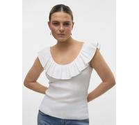 Vero Moda VMSILJE SL RUFFLE TOP GA S Blanco