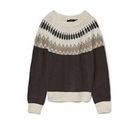 VERO MODA Vmsimone LS Nordic Pullover Ga Rep Boo Jersey, Pastel de Chocolate, S para Mujer