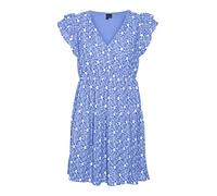 Vero Moda Vmsoney Lace SL V-Cuello Vestido Corto Wvn, Little Boy Azul/Detalle: líneas Blancas como la Nieve, XS para Mujer
