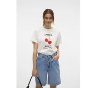 Vero Moda VMSONYA METTE SS TOP BOX JRS GA CHERRY S Blanco
