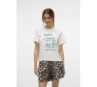 Vero Moda VMSONYA METTE SS TOP BOX JRS GA ICE CREAM L Blanco