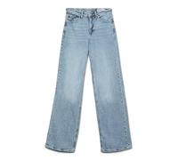 VERO MODA VMTESSA High Waist Schlaghose Straight Fit Stone Washed Denim Jeans, Color:Azul Claro, Talla:28W / 32L, Largo de la Pierna:L32