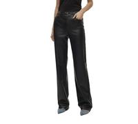 VERO MODA VMTESSA - Pantalón para Mujer con Aspecto de Piel, Negro, 31W / 32L