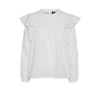 Vero Moda Vmtrine LS Lace Top WVN Ga - Camiseta de Manga Larga para Mujer, Blanco Nieve., XXL