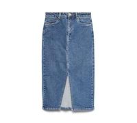 Vero Moda Vmveri HR Calf Denim Skirt Ga Noos Falda Vaquera para Mujer, Medio De Mezclilla Azul, L