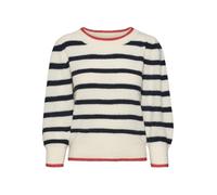 VERO MODA Vmvigga 3/4 Rib Pullover Ga Boo Rep Suéter pulóver, Abeduro/Rayas: W. Blazer Azul Marino + Contraste Rojo Feroz, S para Mujer