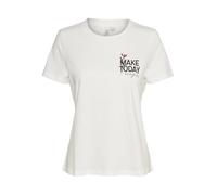 VERO MODA VMVIVA S/S O-Neck Camiseta JRS BTQ GA, Blanca Nieve/Estampado: The Future Is Yours, S