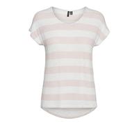 VERO MODA VMWIDE Stripe S/L Top GA JRS Noos Camiseta sin Mangas, Sepia Rose/Stripes:Snow White, M De Las Mujeres