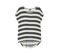 VERO MODA Vmwide Stripe S/L Top Noos Camiseta, Black Snow White, Mujer
