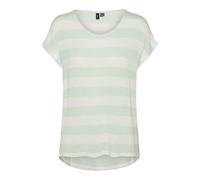 VERO MODA Vmwide Stripe SL Top Ga Jrs Noos Camiseta, Pájaros de Huevo Verde/Rayas: Blanco Nieve, XL Mujeres