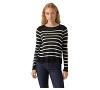 VERO MODA Vmnova Ga Noos-Jersey de Cuello Redondo Suéter, Negro/Rayas: Abedul, XL para Mujer