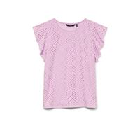VERO MODA Women's VMTASSA SL Frill Top Noos - Camiseta de Manga Corta, diseño de Caramelo, Bonbon., L