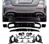 VeroCh Divisor del difusor de los alerón Trasero faldones Traseros Coche, para Mercedes Benz Classe A W177 180 200 Berlina AMG A45 2019-2023 el Labio Posterior Estilo Parachoques,B/Black/Exhausts