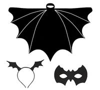 Veroda Disfraz de murciélago negro con alas de murciélago, capa para el pelo, antifaz para Halloween, carnaval, disfraz (adulto), GK05221