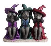 Veronese Design 4 7/8 Inch See No Evil Hear No Evil Speak No Evil Witch Blue Cats Resin Animal Collectible Figurine