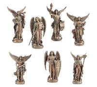 Veronese Design 4 The Seven Archangel Set Polystone - Figura Coleccionable Pintada a Mano con Acabado de Bronce para decoración del hogar