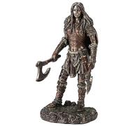 Veronese Design 6 1/8 Viking Twin Axes Berserker Escultura de resina para mujer, acabado de bronce fundido en frío