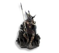 Veronese Design Bronce Estatua de Dios nórdico Odin en Trono, con Cuervos y Lobos