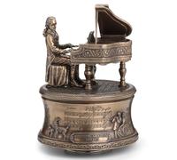 Veronese Design Caja de música giratoria de Piano Mozart de Bronce