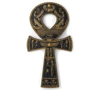 Veronese Design Escultura de pared de resina egipcia Ankh de 16 pulgadas, placa negra y dorada