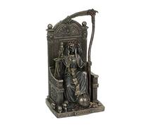 Veronese Design Escultura de Resina de Muerte sentada de Santa Muerte de 8 5/8 Pulgadas, Escultura de Resina con Acabado de Bronce Antiguo