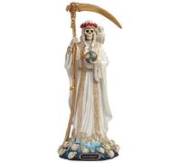 Veronese Design Escultura de resina de Santa Muerte de 11 1/2 pulgadas con acabado en oro blanco