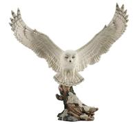 Veronese Design Escultura de Resina de Vuelo de búho nevado de 13 Pulgadas de Alto, Acabado Pintado a Mano