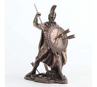Veronese Design Escultura de resina fundida en frío con acabado de bronce de 6 1/8 pulgadas del rey espartano Leonidas con lanza y escudo