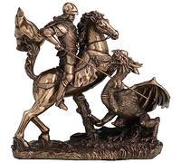 Veronese Design Escultura de resina fundida en frío con acabado de bronce de San Jorge el cazador de dragones de 6 1/4 pulgadas