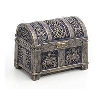 Veronese Design Escultura de tesoro de 3 pulgadas Norse Vendel Rider Treasure Chest Resina Acabado Bronce