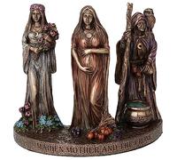 Veronese Design Escultura wicca de resina fundida en frío con acabado de bronce de triple luna de 4 3/8 pulgadas