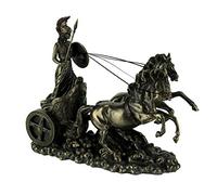 Veronese Design Estatua de la diosa griega Athena con lanza y escudo montando en carros