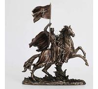 Veronese Design Estatua de Mesa de Caballero Cruzado Medieval en Armadura a Caballo
